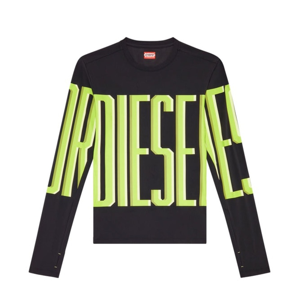 Diesel Black Shirt with Neon Green Accents